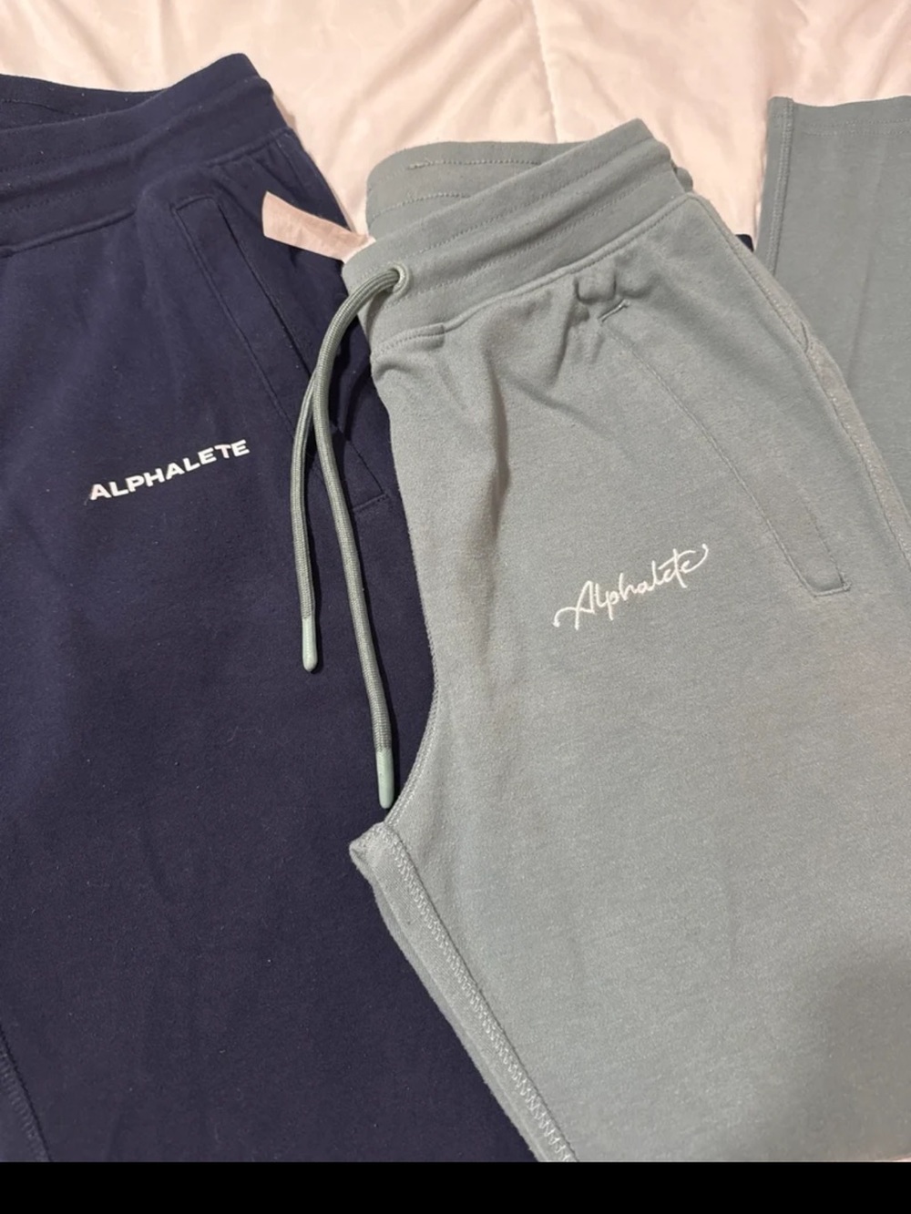 Alphalete Navy Drawstring Sweatpants with White Logo